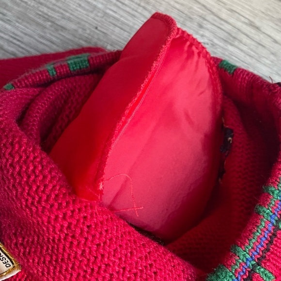 Vintage Christmas Sweater Scottish Terrier Dogs Zipper Front Red/Green SZ L - Picture 9 of 13